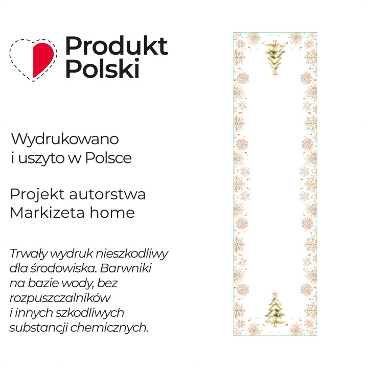 CHOINKI, ZIMOWA OPOWIEŚĆ Bieżnik NINA WODOODPORNA, 38x140cm, kolor 001 biały PBN336
