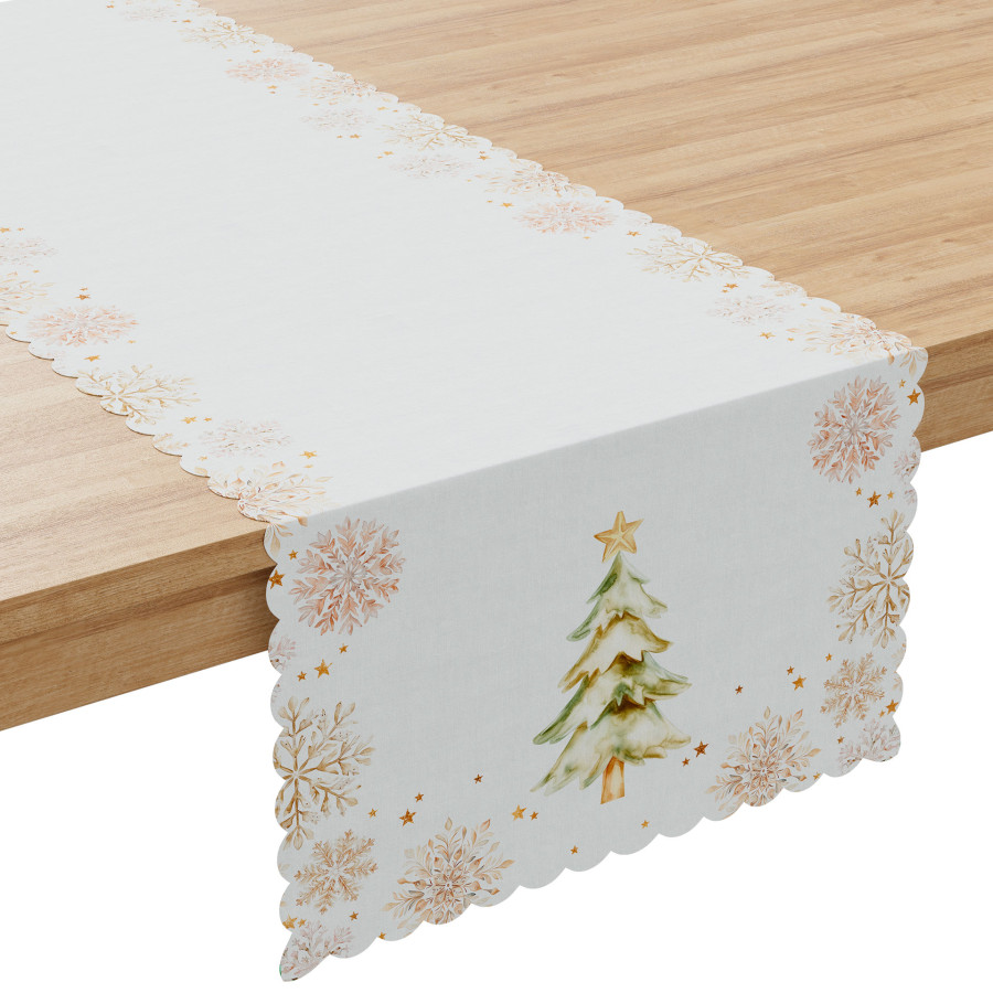 CHOINKI, ZIMOWA OPOWIEŚĆ Bieżnik NINA WODOODPORNA, 38x140cm, kolor 001 biały PBN336