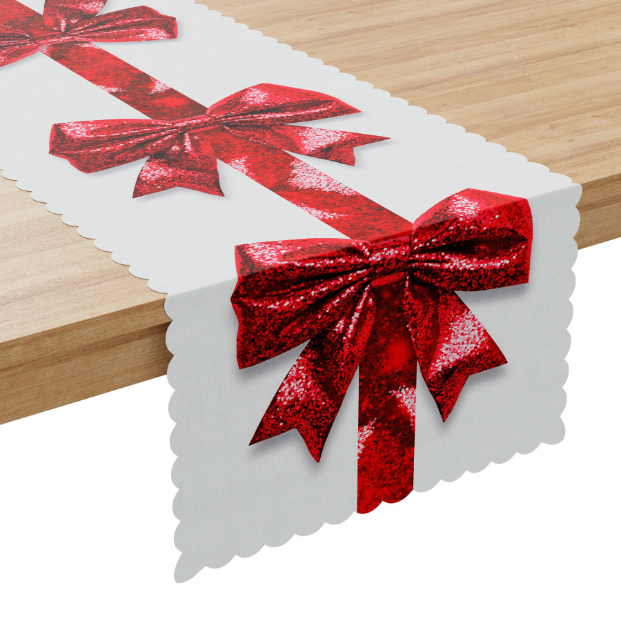 BROKATOWA KOKARDA Bieżnik NINA WODOODPORNA, 38x160cm, kolor 001 biały PBN333