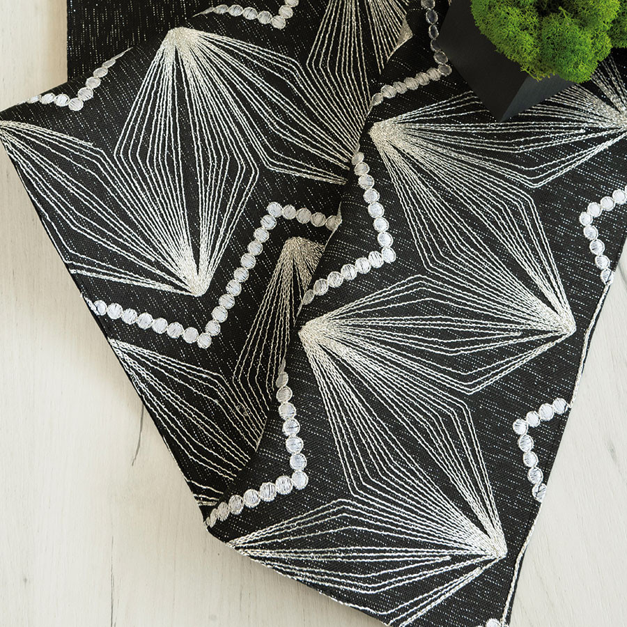 BŁYSZCZĄCA NOC Bieżnik, szerokość 35cm x wysokość 180cm, kolor 010 czarny 891904