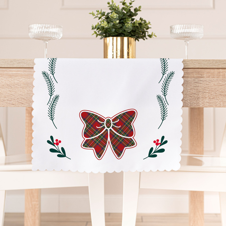 KOKARDA SZKOTI Bieżnik NINA WODOODPORNA, 38x140cm, kolor 001 biały PBN347