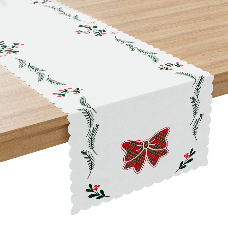 KOKARDA SZKOTI Bieżnik NINA WODOODPORNA, 38x140cm, kolor 001 biały PBN347