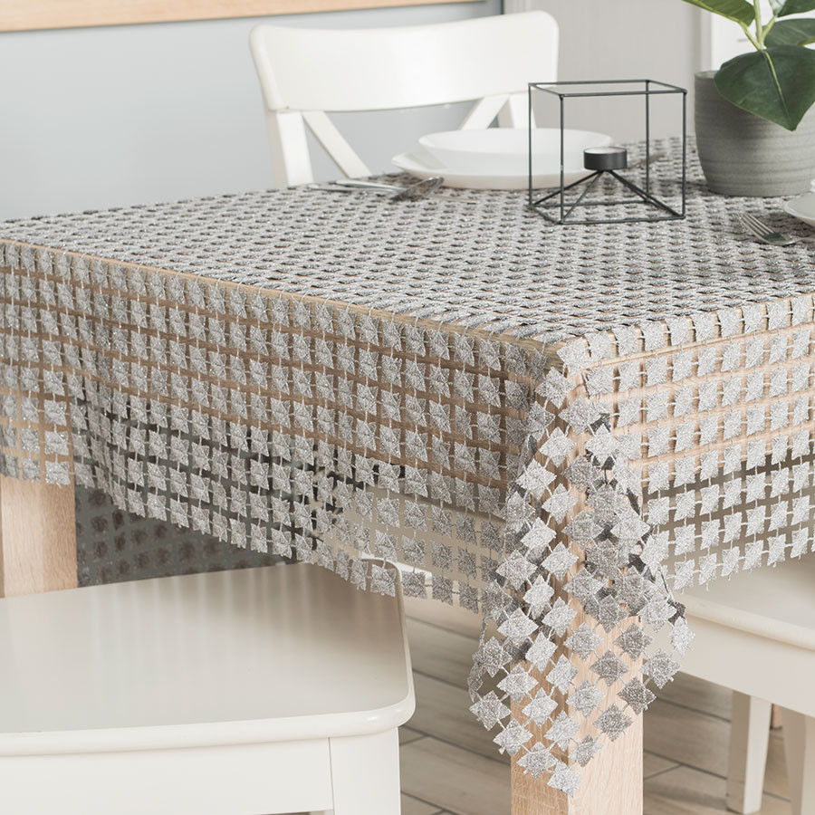 Jasmina Obrus gipiurowy, szary 005 z lurexem, rozmiar 140x180cm 061802