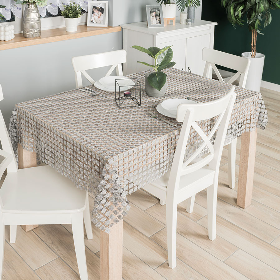 Jasmina Obrus gipiurowy, szary 005 z lurexem, rozmiar 140x180cm 061802