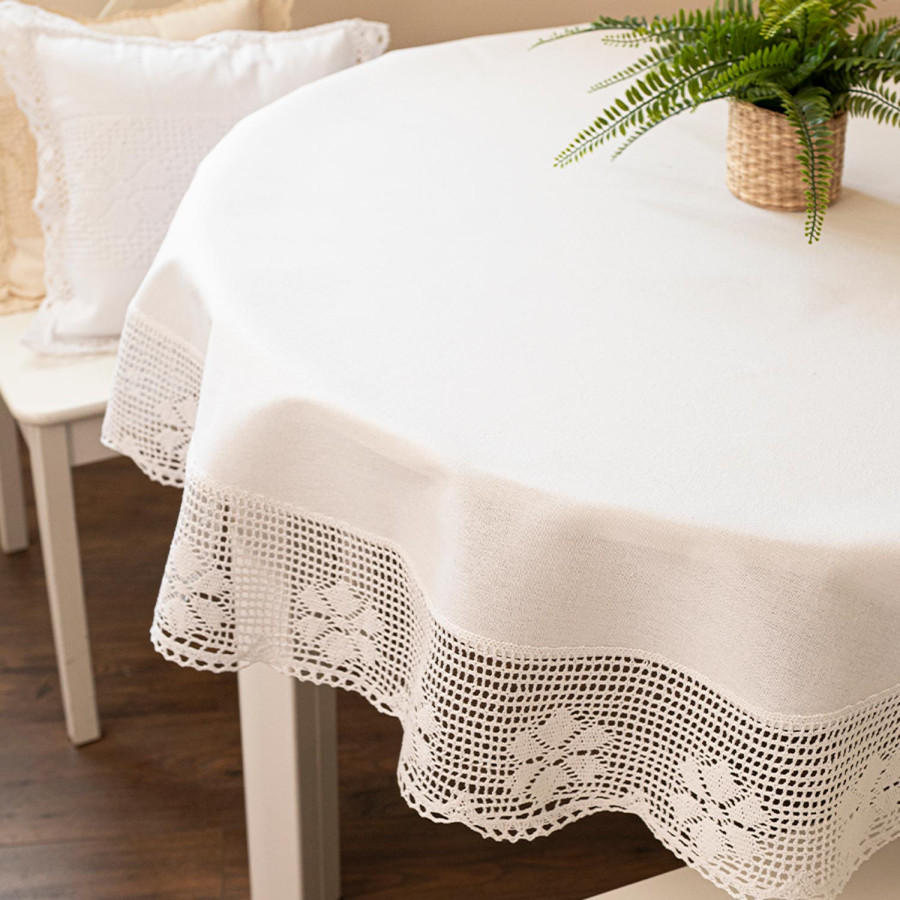 RACHELA Obrus z ażurem, fi 130cm, kolor 001 biały 912432