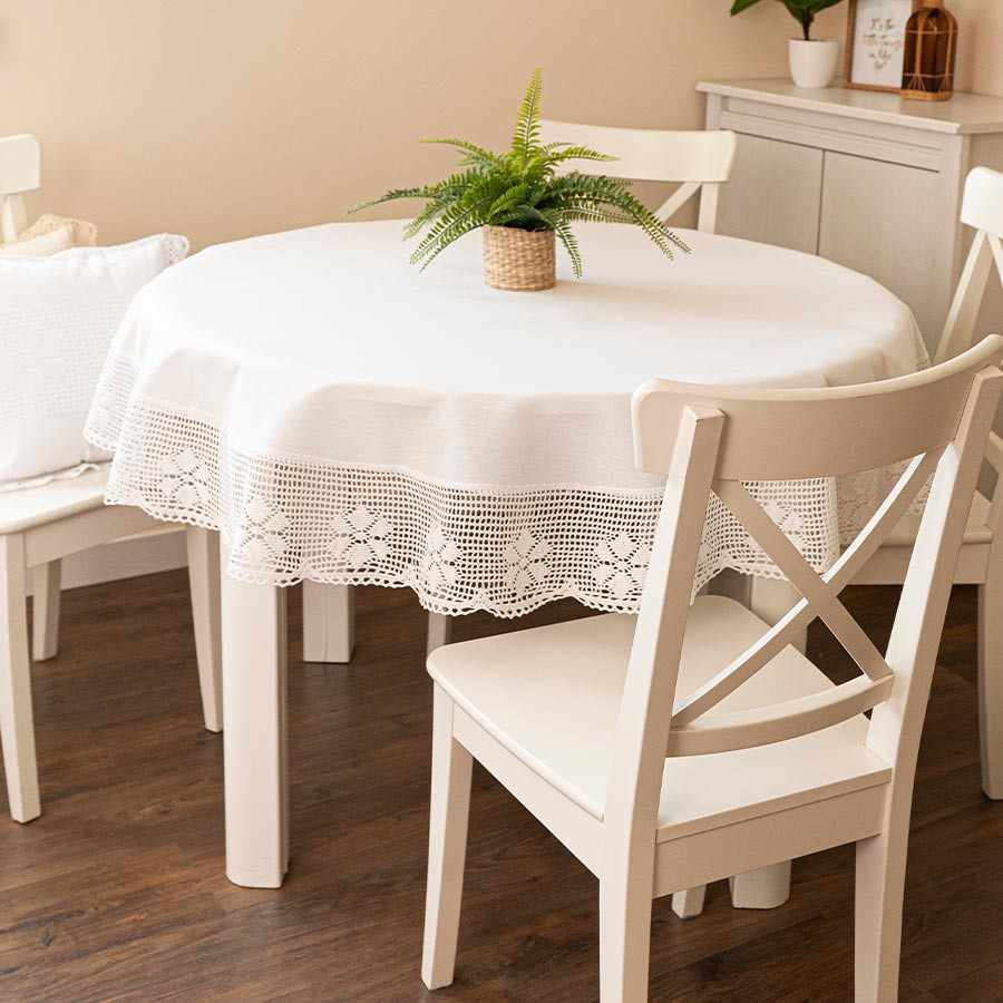 RACHELA Obrus z ażurem, fi 130cm, kolor 001 biały 912432