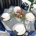 ŚNIEŻKI VELVET · Serweta wodoodporna · 85x85 cm · kolor jasny szary ze srebrnym