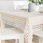 LUMINA · Obrus gipiurowy · 140x180 cm · kolor jasny szary z lurexem