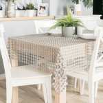 LUMINA · Obrus gipiurowy · 140x180 cm · kolor szary z lurexem