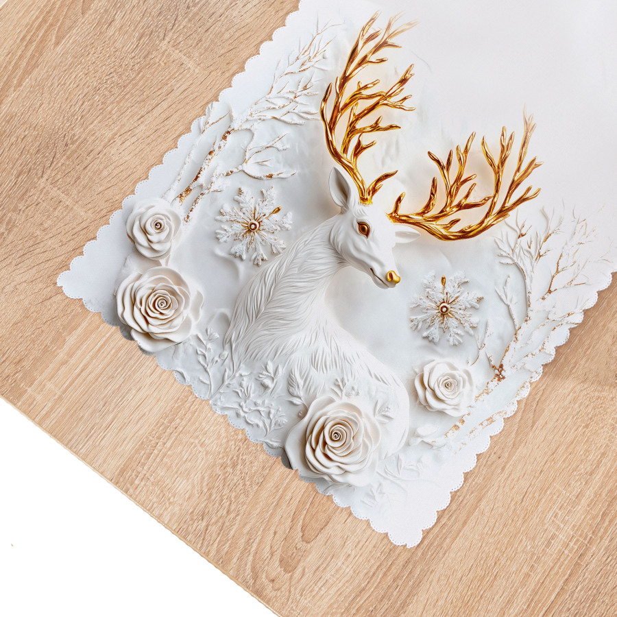 JELONEK Z EFEKTEM 3D Bieżnik NINA WODOODPORNA, 38x140cm, kolor 001 biały PBN344