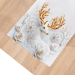 JELONEK Z EFEKTEM 3D Bieżnik NINA WODOODPORNA, 38x140cm, kolor 001 biały PBN344