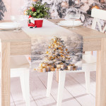 ZŁOTA CHOINKA · Bieżnik wodoodporny · 38x160 cm · kolor biało-złoty