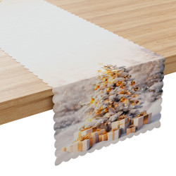 ZŁOTA CHOINKA Bieżnik NINA WODOODPORNA, 38x160cm, kolor 001 biało-złoty PBN368