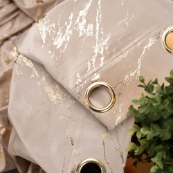 MARMA Zasłona gotowa na przelotkach, szerokość 140cm x wysokość 250cm, kolor 003 jasny beżowy ze złotym nadrukiem na VELV