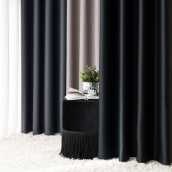 DONA Zasłona gotowa typu blackout na przelotkach, szerokość 140cm x wysokość 250cm, kolor 846 czarny TD0015