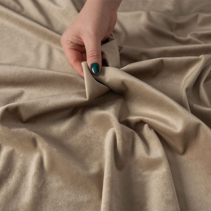 VELVI Zasłona gotowa na przelotkach, szerokość 140 x wysokość 250cm, kolor 001 ciemny beżowy VELVI0