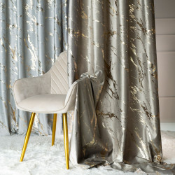 MARMA Zasłona gotowa na taśmie, szerokość 140cm x wysokość 250cm, kolor 017 szarobeżowy ze złotym nadrukiem na VELVI TD0