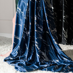 MARMA Zasłona gotowa na przelotkach, szerokość 140cm x wysokość 250cm, kolor 011 granatowy ze srebrnym nadrukiem na VELVI T