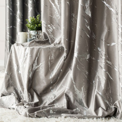 MARMA Zasłona gotowa na przelotkach, szerokość 140cm x wysokość 250cm, kolor 017 szarobeżowy ze srebrnym nadrukiem na VELV
