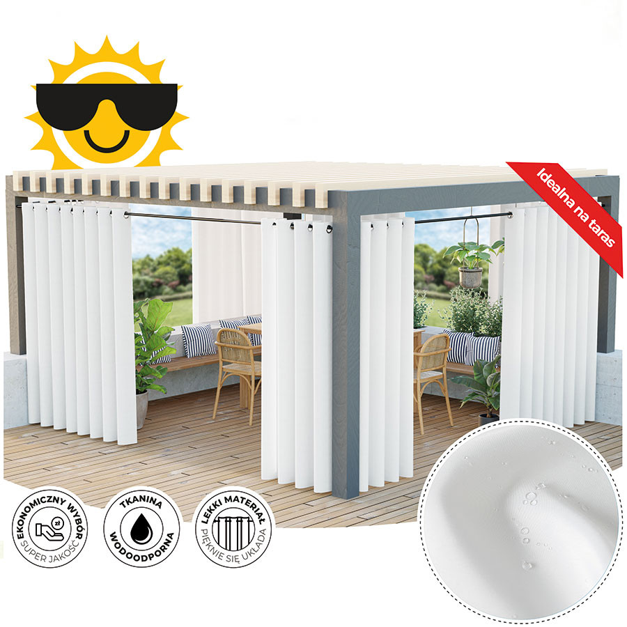 GARDENIA Zasłona gotowa na przelotkach, szerokość 140cm x wysokość 240cm, kolor 050 biały TD0025