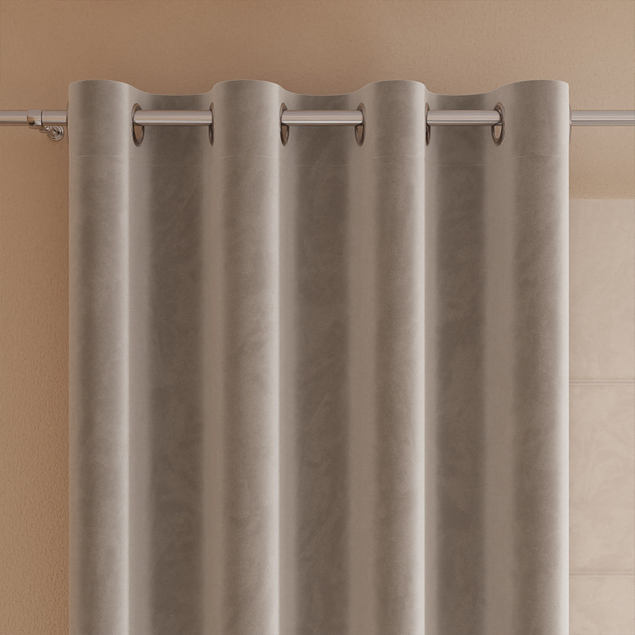 VELVI Zasłona gotowa na przelotkach, szerokość 140 x wysokość 230cm, kolor 017 szaro-beżowy VELVI0