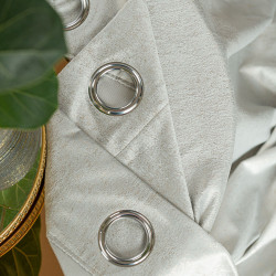 ELEONORA Zasłona gotowa na przelotkach, szerokość 140cm x wysokość 250cm, kolor 021 pastelowy szary ze złotym nadrukiem na