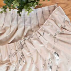 MARMA Zasłona gotowa na taśmie, szerokość 140cm x wysokość 250cm, kolor 016 kremowy ze srebrnym nadrukiem na VELVI TD0037