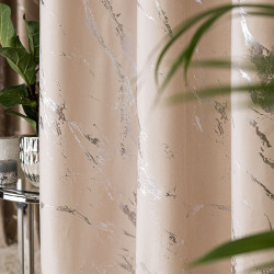 MARMA Zasłona gotowa na taśmie, szerokość 140cm x wysokość 250cm, kolor 016 kremowy ze srebrnym nadrukiem na VELVI TD0037