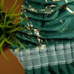 MARMA Zasłona gotowa na taśmie, szerokość 140cm x wysokość 250cm, kolor 010 ciemny zielony butelkowy ze złotym nadrukiem