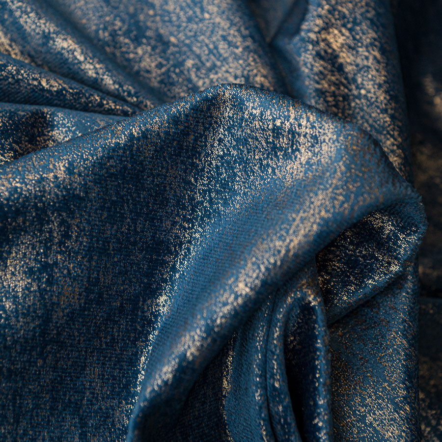 ELEONORA Zasłona gotowa na przelotkach, szerokość 140cm x wysokość 250cm, kolor 011 granatowy ze złotym nadrukiem na VELVI