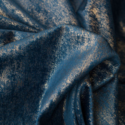 ELEONORA Zasłona gotowa na przelotkach, szerokość 140cm x wysokość 250cm, kolor 011 granatowy ze złotym nadrukiem na VELVI