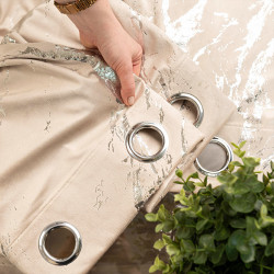 MARMA Zasłona gotowa na przelotkach, szerokość 140cm x wysokość 250cm, kolor 003 jasny beżowy ze srebrnym nadrukiem na VEL