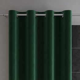 VELVI Zasłona gotowa na przelotkach, szerokość 140 x wysokość 230cm, kolor 010 ciemny zielony butelkowy VELVI0