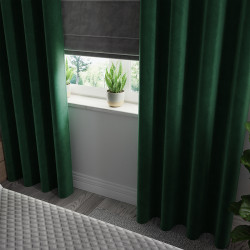 VELVI Zasłona gotowa na przelotkach, szerokość 140 x wysokość 230cm, kolor 010 ciemny zielony butelkowy VELVI0