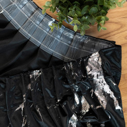 MARMA Zasłona gotowa na taśmie, szerokość 140cm x wysokość 250cm, kolor 111 czarny ze srebrnym nadrukiem na VELVI TD0037