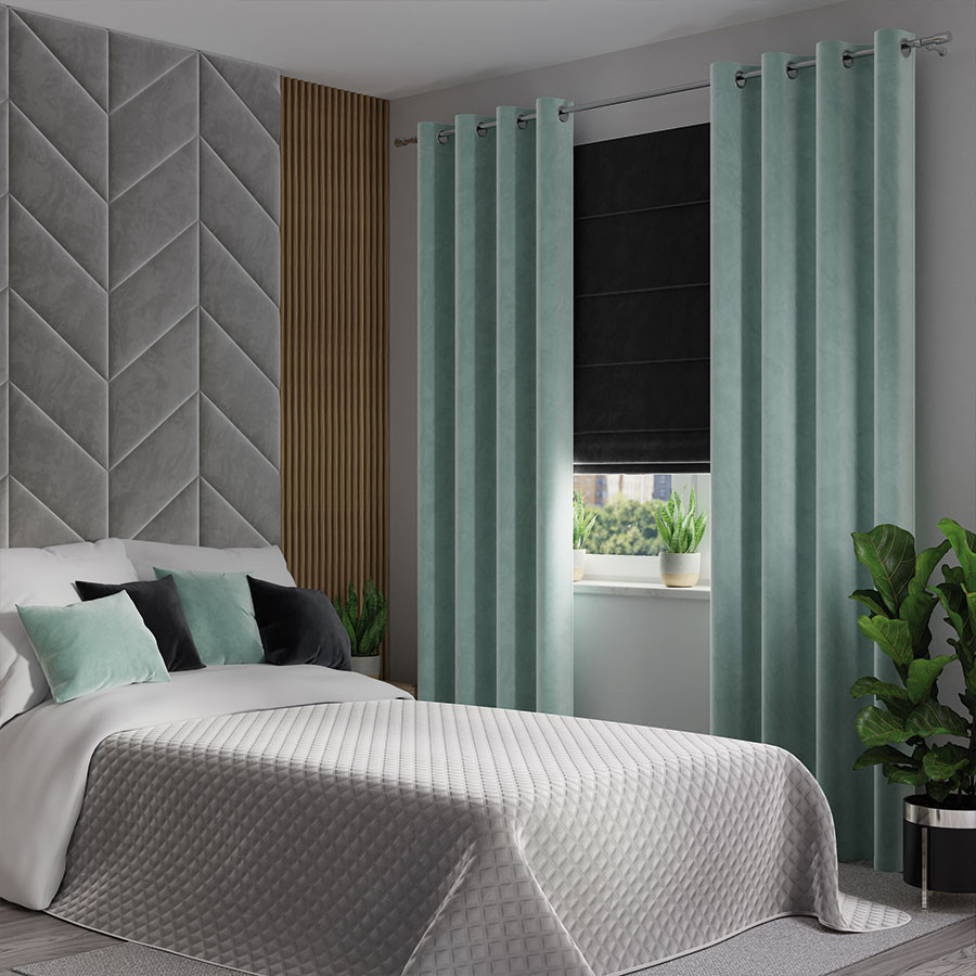 VELVI Zasłona gotowa na przelotkach, szerokość 140 x wysokość 240cm, kolor 007 miętowy VELVI0