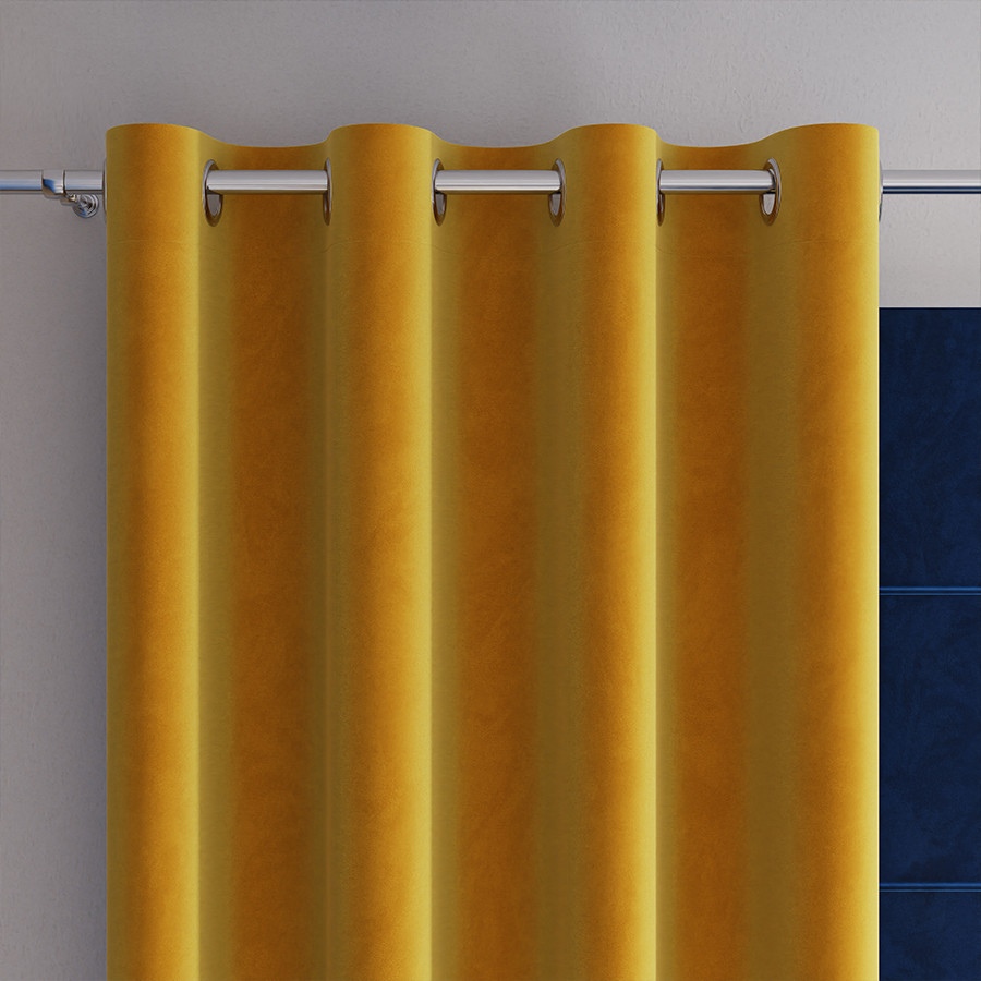 VELVI Zasłona gotowa na przelotkach, szerokość 140 x wysokość 230cm, kolor 019 szafranowy VELVI0