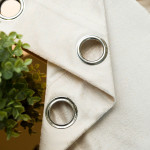 ELEONORA · Zasłona gotowa na przelotkach · 140x250 cm · kolor jasny kremowy ze złotym