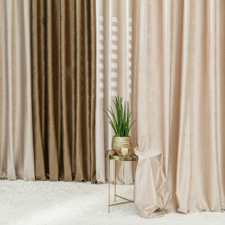 ELEONORA Zasłona gotowa na przelotkach, szerokość 140cm x wysokość 250cm, kolor 016 jasny kremowy ze złotym nadrukiem na V