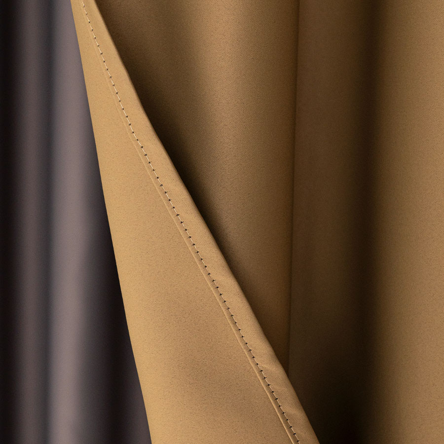 DONA Zasłona gotowa typu blackout na przelotkach, szerokość 140cm x wysokość 250cm, kolor 834 khaki TD0015