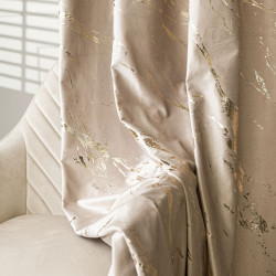 MARMA Zasłona gotowa na przelotkach, szerokość 140cm x wysokość 250cm, kolor 015 ciemny kremowy ze złotym nadrukiem na VEL