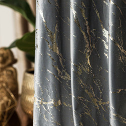 MARMA Zasłona gotowa na przelotkach, szerokość 140cm x wysokość 250cm, kolor 005 jasny szary ze złotym nadrukiem na VELVI