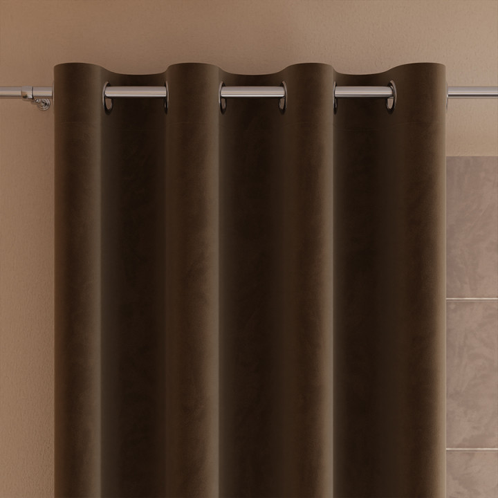 VELVI Zasłona gotowa na przelotkach, szerokość 140 x wysokość 250cm, kolor 002 brązowy VELVI0