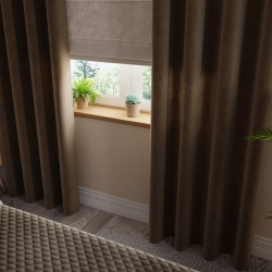 VELVI Zasłona gotowa na przelotkach, szerokość 140 x wysokość 250cm, kolor 002 brązowy VELVI0