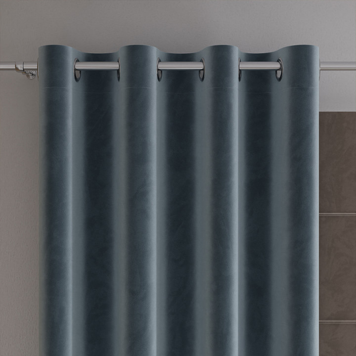 VELVI Zasłona gotowa na przelotkach, szerokość 140 x wysokość 260cm, kolor 063 niebieski VELVI0