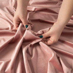 VELVI Zasłona gotowa na przelotkach, szerokość 140 x wysokość 250cm, kolor 013 ciemny pudrowy różowy VELVI0