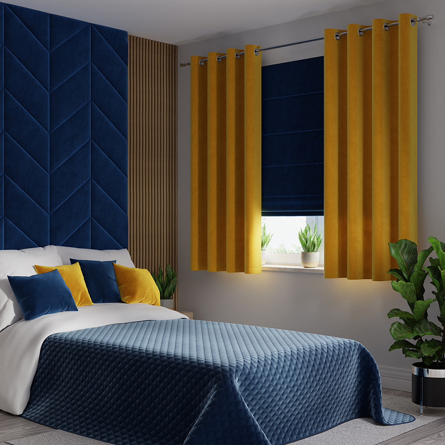 VELVI Zasłona gotowa na przelotkach, szerokość 140 x wysokość 160cm, kolor 019 szafranowy VELVI0