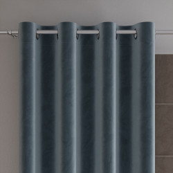 VELVI Zasłona gotowa na przelotkach, szerokość 140 x wysokość 250cm, kolor 063 niebieski VELVI0