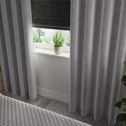 VELVI Zasłona gotowa na przelotkach, szerokość 140 x wysokość 250cm, kolor 005 jasny szary VELVI0