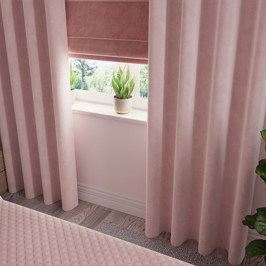 VELVI Zasłona gotowa na przelotkach, szerokość 140 x wysokość 260cm, kolor 014 jasny różowy VELVI0